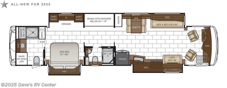 Call now about this 2025 Newmar Ventana 4340! 2025 Newmar Ventana 4340 - Used Class A For Sale by Dave's RV Center in Danbury, Connecticut features Auxiliary Battery, Microwave, Shower, Bunk Beds, Slide-out Awning