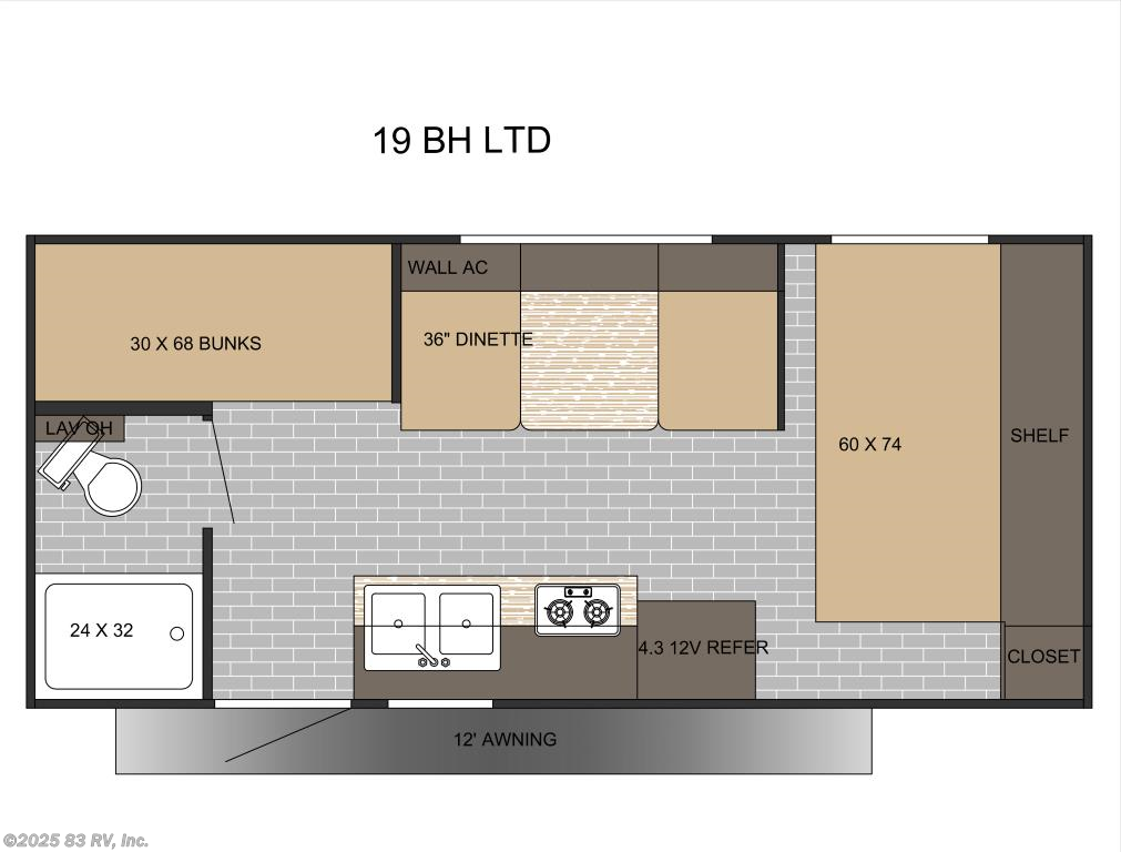 Call now about this 2024 Sunset Park RV Sun Lite LTD 19BH LTD! Floorplan of 2024 Sunset Park RV Sun Lite LTD 19BH LTD