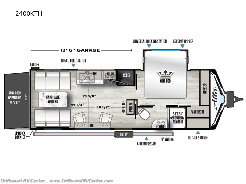 Call now about this 2024 East to West Alta 2400KTH! 2024 East to West Alta 2400KTH - Used Toy Hauler For Sale by Driftwood RV Center in Clermont, New Jersey features Slideout