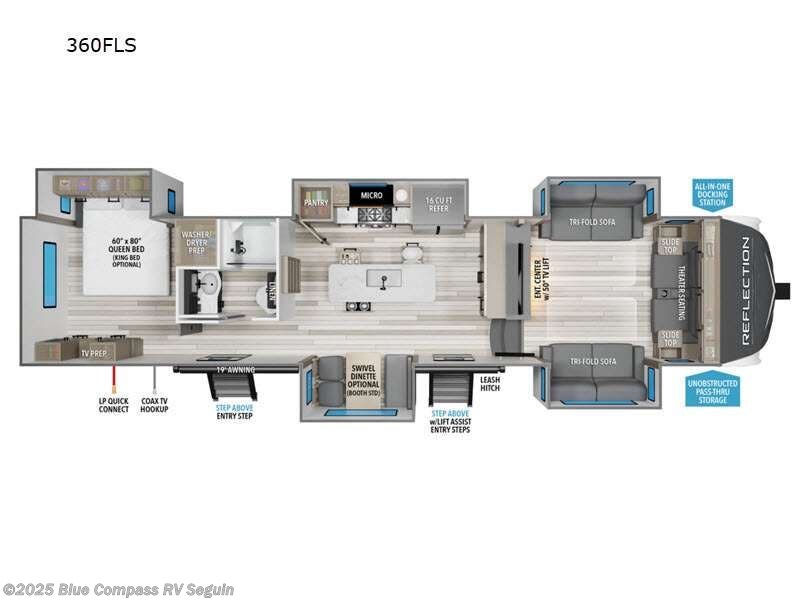 Call now about this 2025 Grand Design Reflection 360FLS! 2025 Grand Design Reflection 360FLS - New Fifth Wheel For Sale by Blue Compass RV Seguin in Seguin, Texas features Slideout