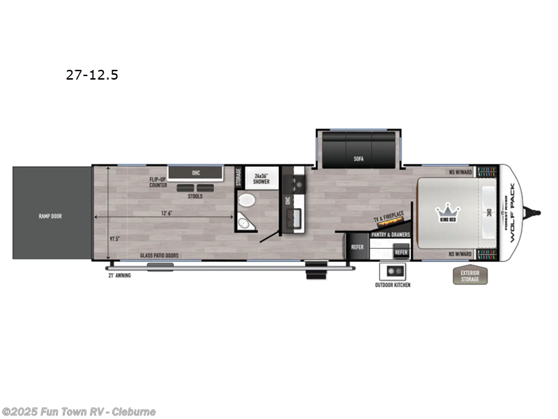 Call now about this 2025 Forest River Cherokee Wolf Pack 27-12 5! 2025 Forest River Cherokee Wolf Pack 27-12 5 - New Toy Hauler For Sale by Fun Town RV - Cleburne in Cleburne, Texas features Slideout