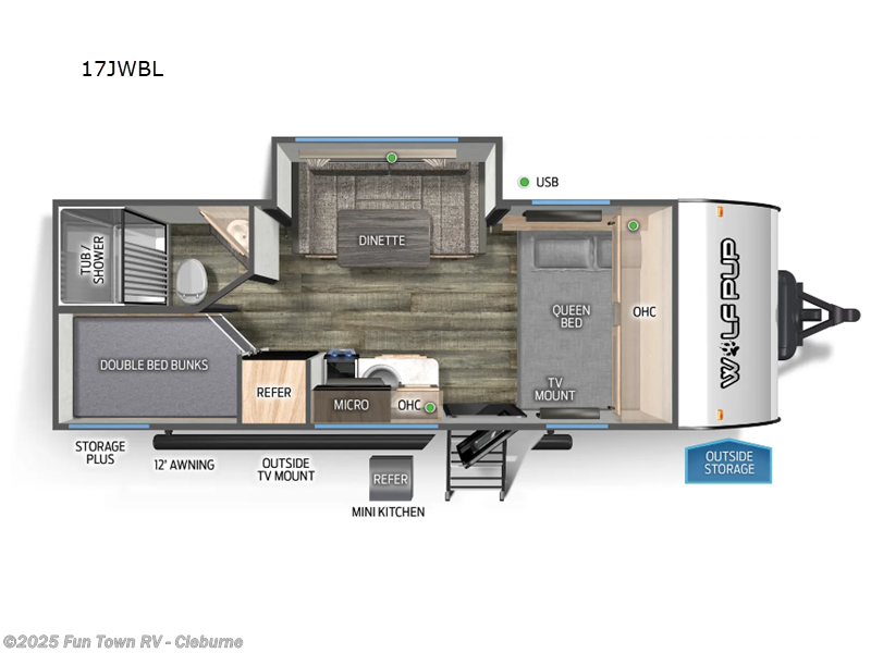 Call now about this 2024 Forest River Cherokee Wolf Pup Black Label 17JWBL! 2024 Forest River Cherokee Wolf Pup Black Label 17JWBL - Used Travel Trailer For Sale by Fun Town RV - Cleburne in Cleburne, Texas features Slideout