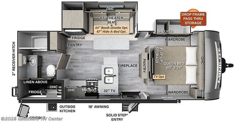 Call now about this 2024 Forest River Rockwood Mini Lite 2513S! 2024 Forest River Rockwood Mini Lite 2513S - New Travel Trailer For Sale by Gauthiers' RV Center in Scott, Louisiana features Stove Top Burner, Fireplace, Smoke Detector, Roof Vents, Rocker Recliner(s)