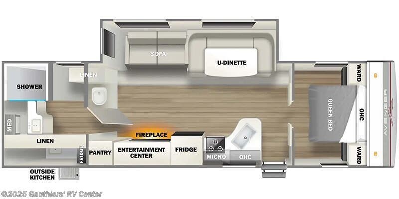 Call now about this 2025 Prime Time Avenger 27RBS! 2025 Prime Time Avenger 27RBS - New Travel Trailer For Sale by Gauthiers' RV Center in Scott, Louisiana features Medicine Cabinet, Roof Vents, Insulated, Toilet, Outside Kitchen