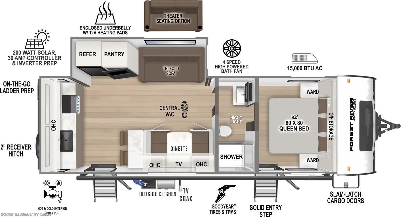 Call now about this 2025 Forest River Surveyor Legend 261RKLE! 2025 Forest River Surveyor Legend 261RKLE - New Travel Trailer For Sale by Gauthiers' RV Center in Scott, Louisiana features External Shower, Shower, Fiberglass Sidewalls, Refrigerator, Toilet