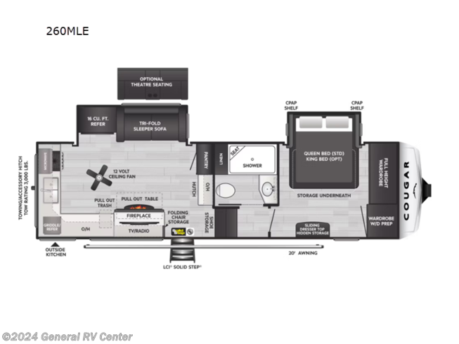 2024 Keystone Cougar 260MLE - New Fifth Wheel For Sale by General RV Center in Wixom, Michigan