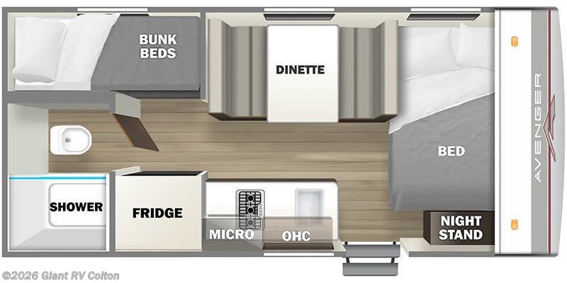 Call now about this 2025 Prime Time Avenger LT 16BH! 2025 Prime Time Avenger LT 16BH - New Travel Trailer For Sale by Giant RV in Colton, California