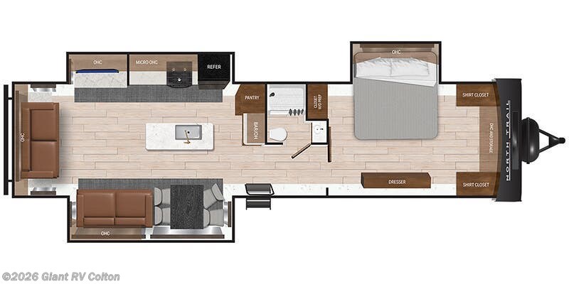 Call now about this 2025 Heartland North Trail Ultra-Lite NT 3411-RL! 2025 Heartland North Trail Ultra-Lite NT 3411-RL - New Travel Trailer For Sale by Giant RV in Colton, California
