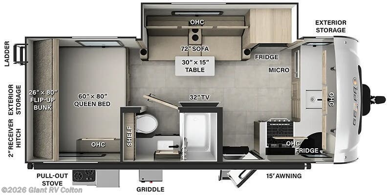Call now about this 2026 Forest River Rockwood Geo Pro G20FK! 2026 Forest River Rockwood Geo Pro G20FK - New Travel Trailer For Sale by Giant RV in Colton, California
