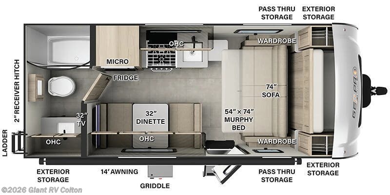 Call now about this 2026 Forest River Rockwood Geo Pro G19FD! 2026 Forest River Rockwood Geo Pro G19FD - New Travel Trailer For Sale by Giant RV in Colton, California