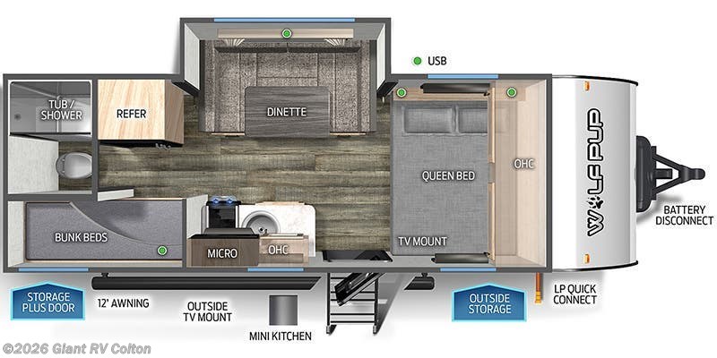 Call now about this 2023 Forest River Cherokee Wolf Pup 17JG! 2023 Forest River Cherokee Wolf Pup 17JG - Used Travel Trailer For Sale by Giant RV in Colton, California