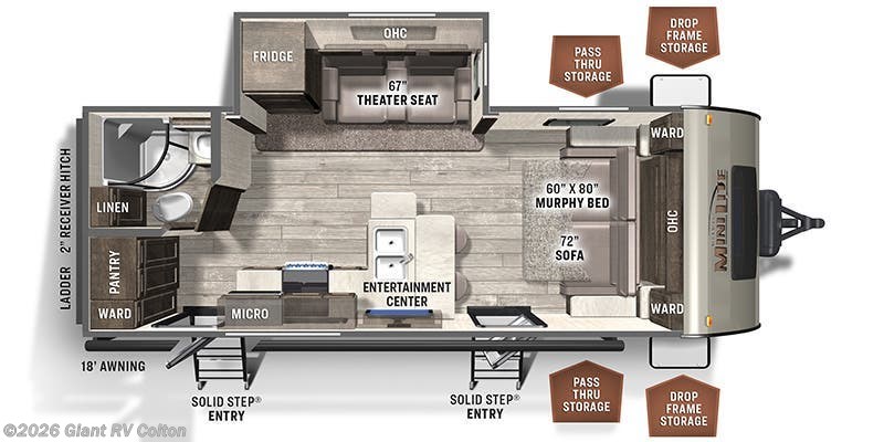 Call now about this 2022 Forest River Rockwood Mini Lite 2514S! 2022 Forest River Rockwood Mini Lite 2514S - Used Travel Trailer For Sale by Giant RV in Colton, California