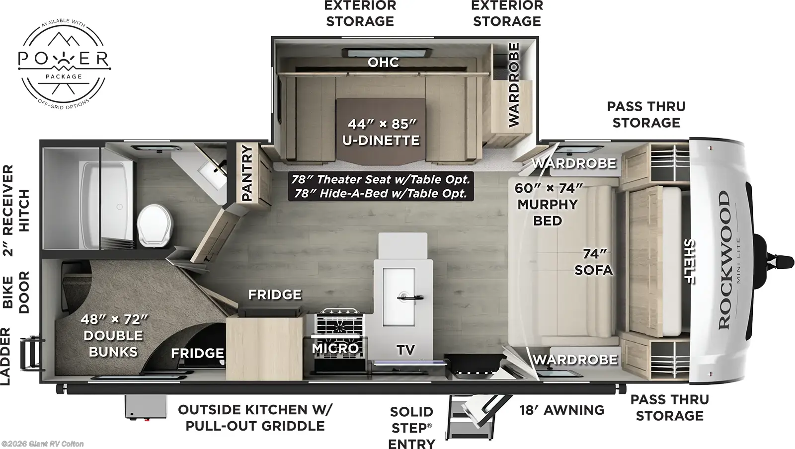 Call now about this 2026 Forest River Rockwood Mini Lite 2509S! 2026 Forest River Rockwood Mini Lite 2509S - New Travel Trailer For Sale by Giant RV in Colton, California