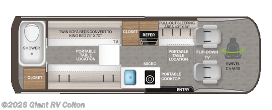 Contact us now about this 2026 Thor Motor Coach Tranquility 24A! 2026 Tranquility 24A by Thor Motor Coach from Giant RV in Colton, California
