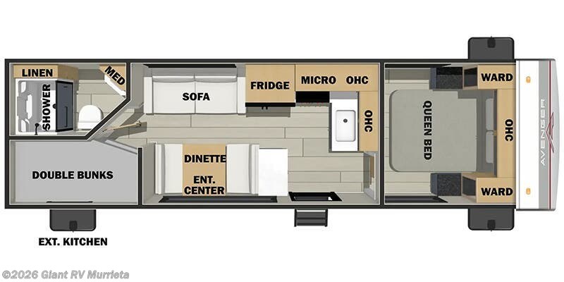 Call now about this 2025 Prime Time Avenger LE 25BKLE! 2025 Prime Time Avenger LE 25BKLE - New Travel Trailer For Sale by Giant RV in Murrieta, California