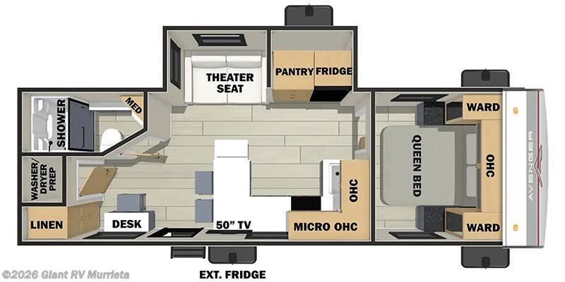 Call now about this 2025 Prime Time Avenger 25MKO! 2025 Prime Time Avenger 25MKO - New Travel Trailer For Sale by Giant RV in Murrieta, California