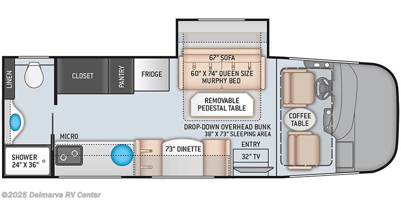 Call now about this 2023 Thor Motor Coach Axis 24.3! Floorplan of 2023 Thor Motor Coach Axis 24.3