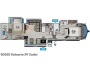 Call now about this 2026 Grand Design Influence 3804DS! Floorplan of 2026 Grand Design Influence 3804DS