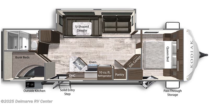 Call now about this 2022 Dutchmen Kodiak Ultra-Lite Ultra-Lite 289BHSL! Floorplan of 2022 Dutchmen Kodiak Ultra-Lite Ultra-Lite 289BHSL
