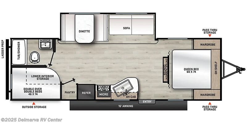 Call now about this 2021 Coachmen Catalina Summit Series 8 261BHS! Floorplan of 2021 Coachmen Catalina Summit Series 8 261BHS