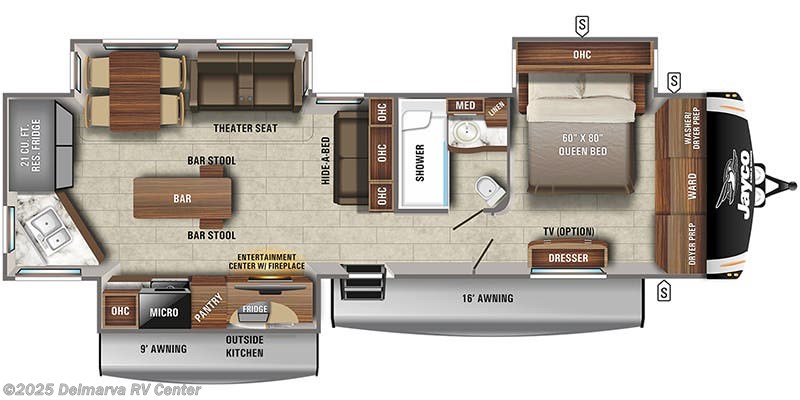 Call now about this 2021 Jayco Eagle 332CBOK! Floorplan of 2021 Jayco Eagle 332CBOK