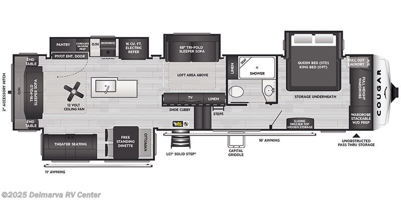 Call now about this 2026 Keystone Cougar 360MBI! Floorplan of 2026 Keystone Cougar 360MBI