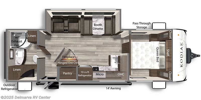 Call now about this 2024 Dutchmen Kodiak SE 26SRB! Floorplan of 2024 Dutchmen Kodiak SE 26SRB