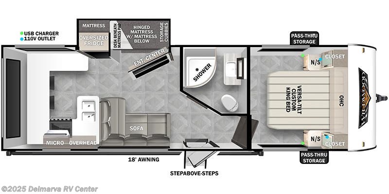 Call now about this 2024 Forest River Wildwood X-Lite 24VIEW! Floorplan of 2024 Forest River Wildwood X-Lite 24VIEW
