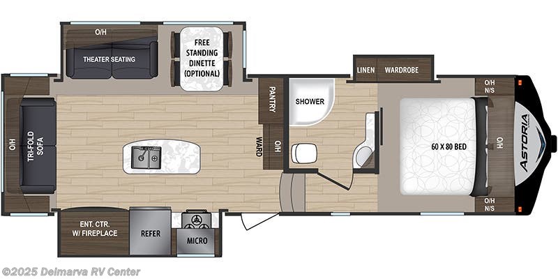 Call now about this 2019 Dutchmen Astoria 2953RLF! Floorplan of 2019 Dutchmen Astoria 2953RLF