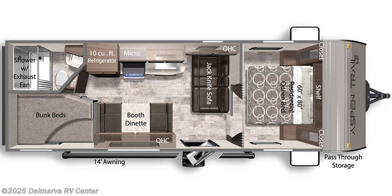 Call now about this 2026 Dutchmen Aspen Trail LE 25BH! Floorplan of 2026 Dutchmen Aspen Trail LE 25BH