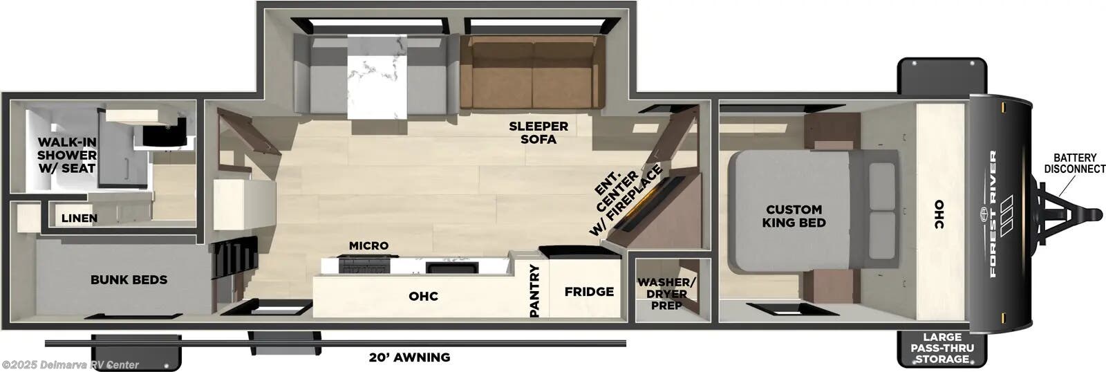 Call now about this 2026 Forest River Vibe Extreme Lite 2600BH! Floorplan of 2026 Forest River Vibe Extreme Lite 2600BH