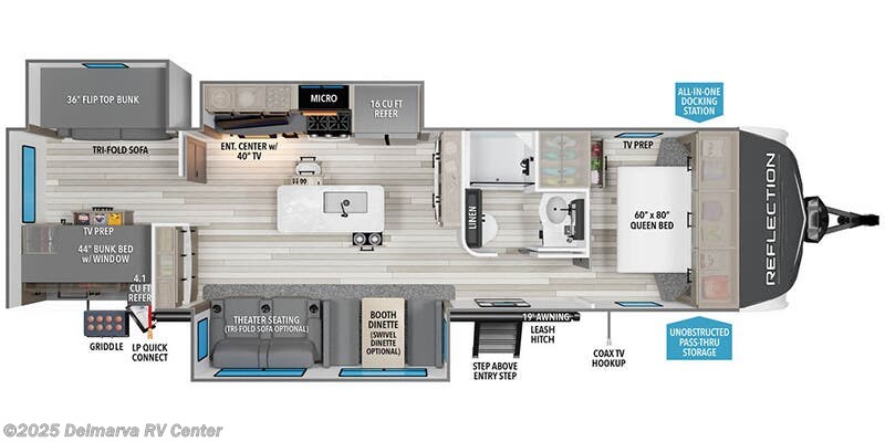 Call now about this 2026 Grand Design Reflection 312BHTS! Floorplan of 2026 Grand Design Reflection 312BHTS