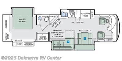 Call now about this 2016 Thor Motor Coach Tuscany XTE 36MQ! Floorplan of 2016 Thor Motor Coach Tuscany XTE 36MQ