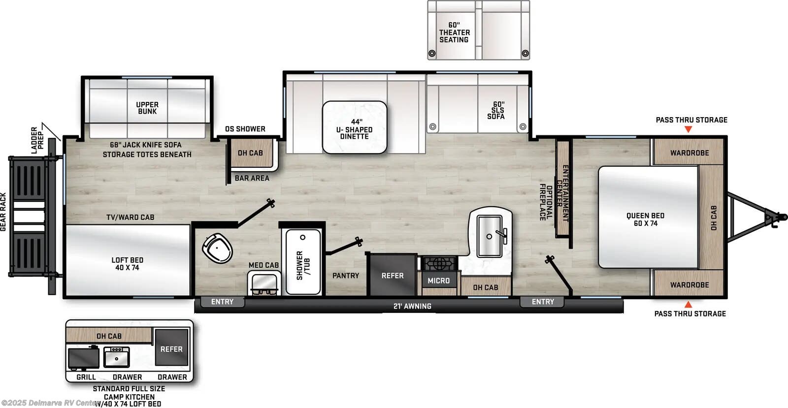 Call now about this 2021 Coachmen Catalina Legacy Edition 323BHDSCK! Floorplan of 2021 Coachmen Catalina Legacy Edition 323BHDSCK