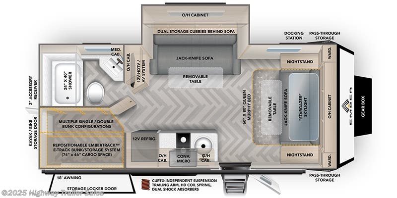 Call now about this 2024 Ember RV Overland 221MSL! Floorplan of 2024 Ember RV Overland 221MSL