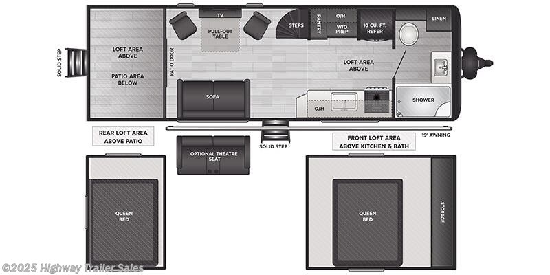 Call now about this 2024 Keystone Hideout East 24LOF! Floorplan of 2024 Keystone Hideout East 24LOF