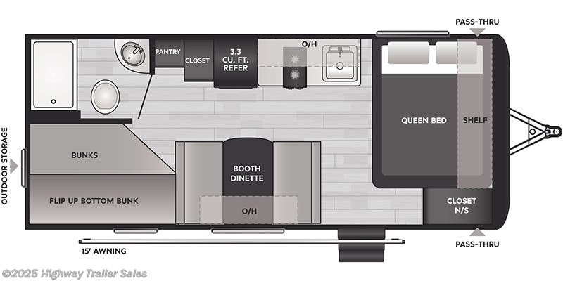 Call now about this 2024 Keystone Hideout Sport 201BH! Floorplan of 2024 Keystone Hideout Sport 201BH