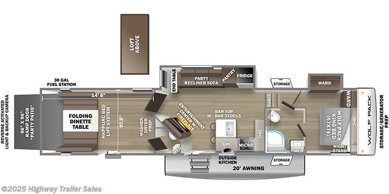 Call now about this 2023 Forest River Cherokee Wolf Pack 345PACK14.5! Floorplan of 2023 Forest River Cherokee Wolf Pack 345PACK14.5