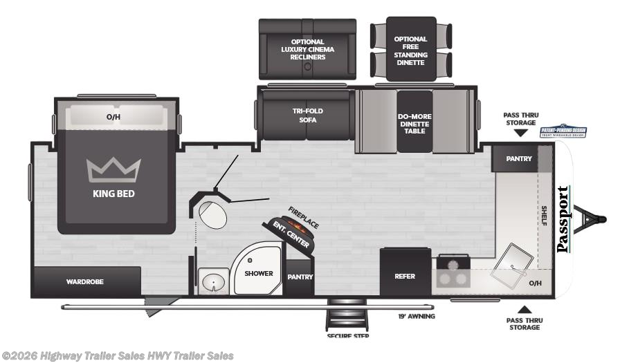 Call now about this 2025 Keystone Passport 2600FK! Floorplan of 2025 Keystone Passport 2600FK