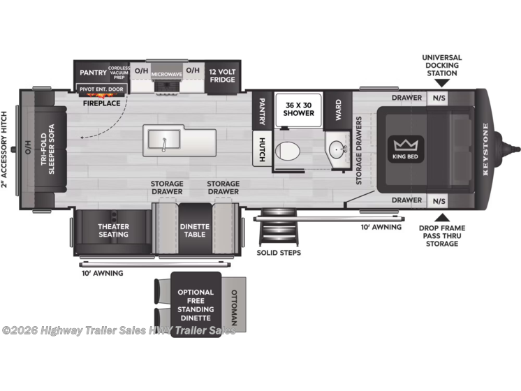 Email now about this 2026 Keystone Cougar Half-Ton 29RLWE! Floorplan of 2026 Keystone Cougar Half-Ton 29RLWE