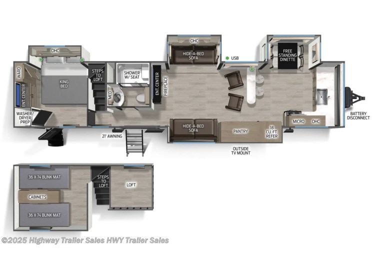 Email now about this 2026 Forest River Cherokee Timberwolf 39DK! Floorplan of 2026 Forest River Cherokee Timberwolf 39DK