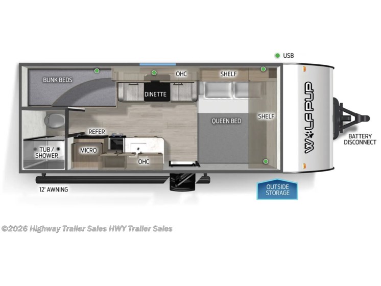 Email now about this 2026 Forest River Cherokee Wolf Pup 16LP! Floorplan of 2026 Forest River Cherokee Wolf Pup 16LP