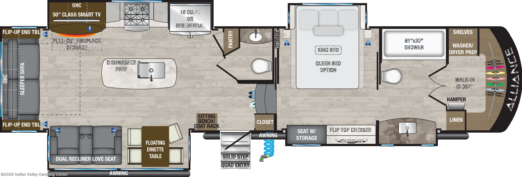 Call now about this 2025 Alliance RV Paradigm 370FB! 2025 Alliance RV Paradigm 370FB - New Fifth Wheel For Sale by Indian Valley Camping Center in Souderton, Pennsylvania features Air Conditioning, Fireplace, Oven, LP Detector, Ladder