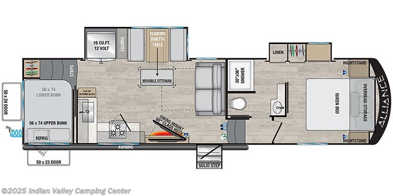 Floorplan of 2023 Alliance RV Avenue 31BHS