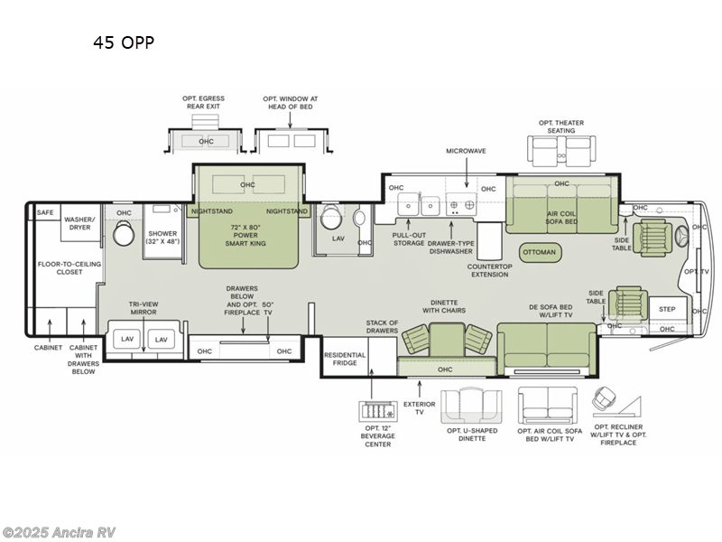 Call now about this 2025 Tiffin Allegro Bus 45 OPP! 2025 Tiffin Allegro Bus 45 OPP - New Class A For Sale by Ancira RV in Boerne, Texas features Slideout