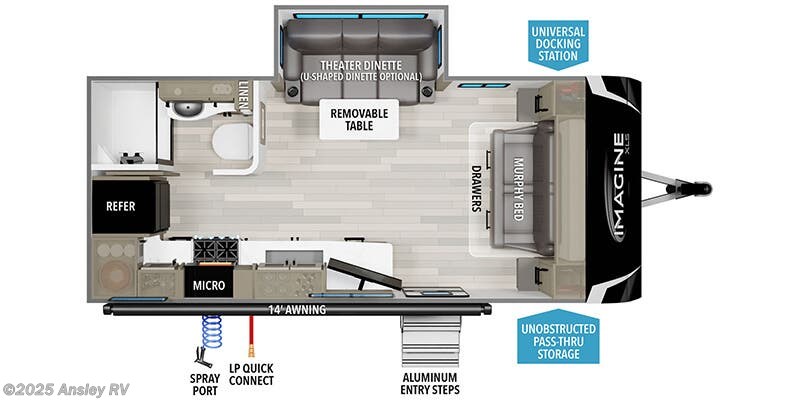 Call now about this 2025 Grand Design Imagine XLS 17MKE! Floorplan of 2025 Grand Design Imagine XLS 17MKE