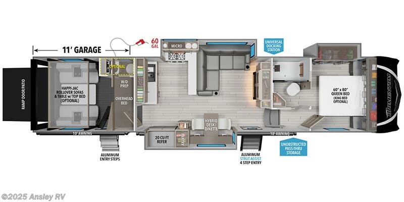 Call now about this 2025 Grand Design Momentum M-Class 344M! Floorplan of 2025 Grand Design Momentum M-Class 344M