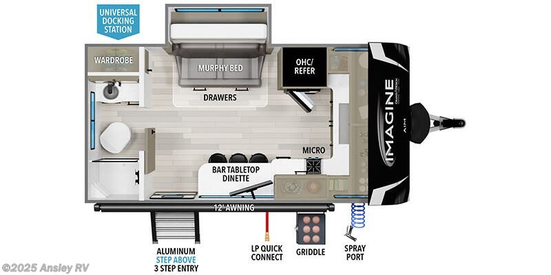 Call now about this 2025 Grand Design Imagine AIM 14MS! Floorplan of 2025 Grand Design Imagine AIM 14MS