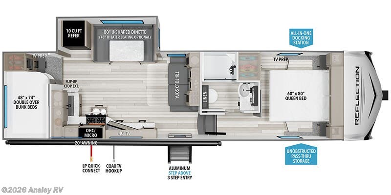 Call now about this 2026 Grand Design Reflection 100 Series 27BH! Floorplan of 2026 Grand Design Reflection 100 Series 27BH