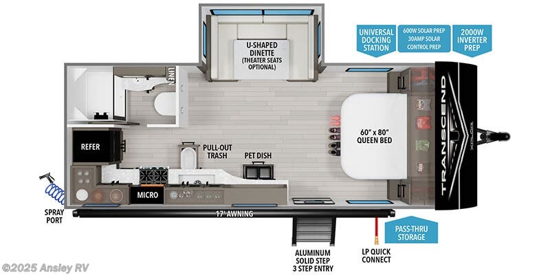 Call now about this 2026 Grand Design Transcend Xplor 20MKX! Floorplan of 2026 Grand Design Transcend Xplor 20MKX